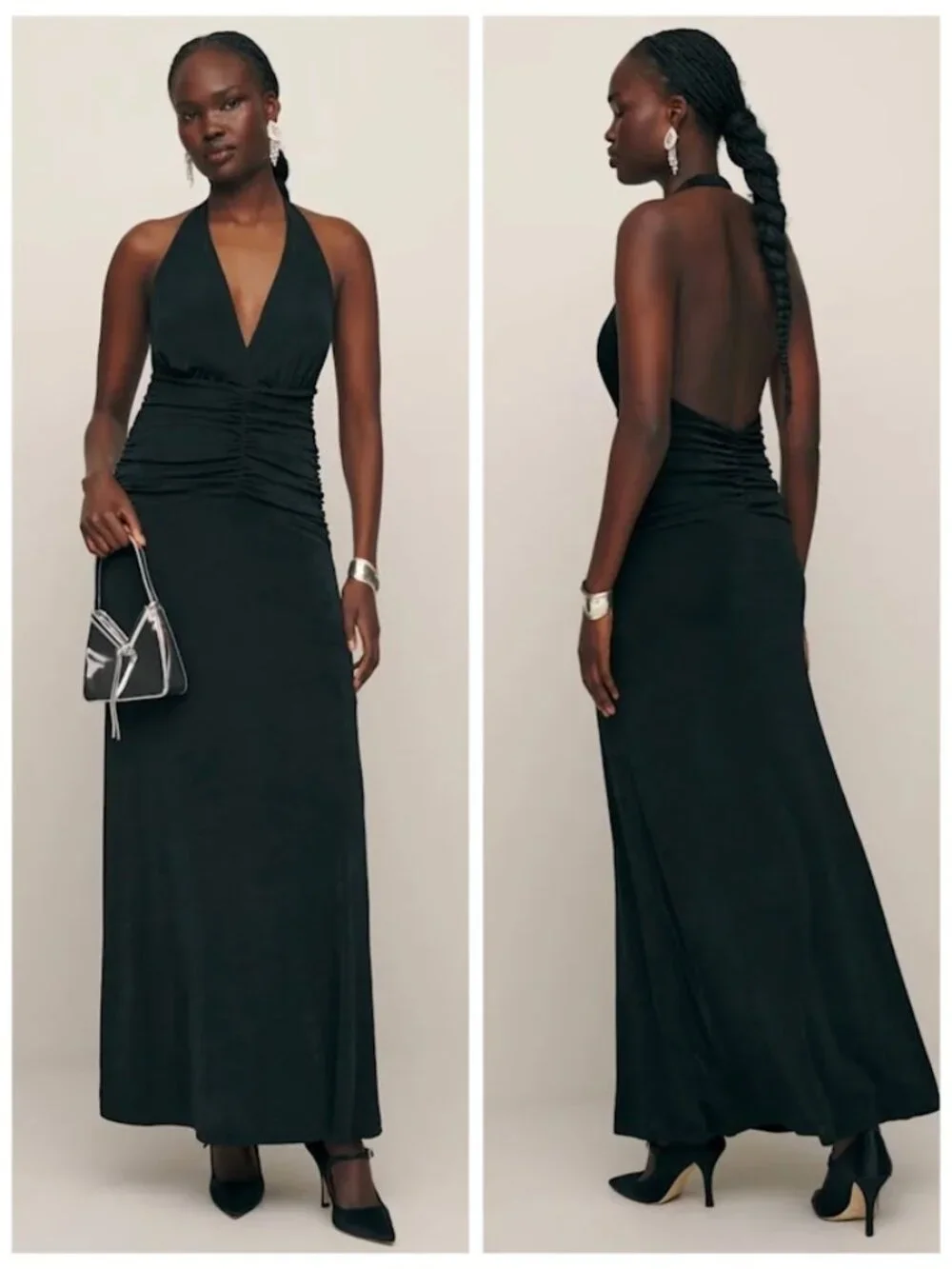 NWT Reformation Everlynn Knit Maxi Dress Halter Black Small - Picture 1 of 11